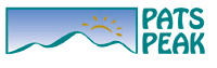 The logo for Pats Peak, a popular ski resort in Maine, incorporates the essence of ME DJs and their exceptional DJ services in Maine.