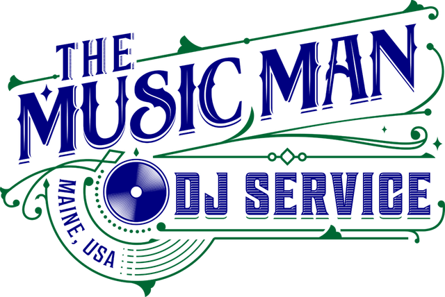 THE-MUSIC-MAN-blue The Music Man DJ Service logo for wedding DJs in Maine.